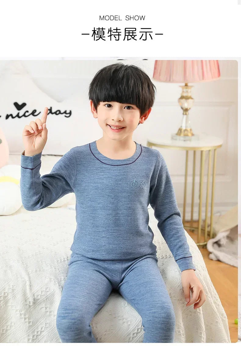 Winter Warm Pyjamas Sets for Kids Thermal Pajamas Toddler Sleepwear for Children from 2 to 13 Years Old