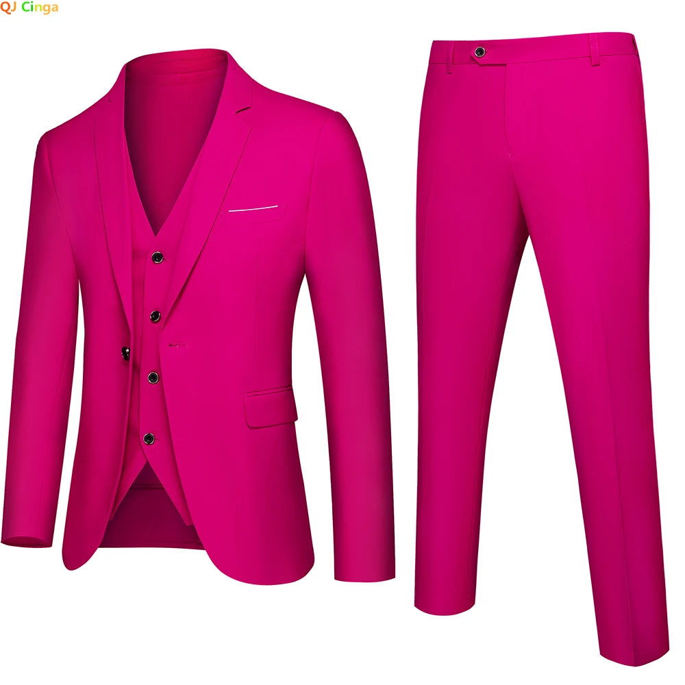 Slim Men's Suit 3 Pieces Set (Jacket + Pants + Vest)