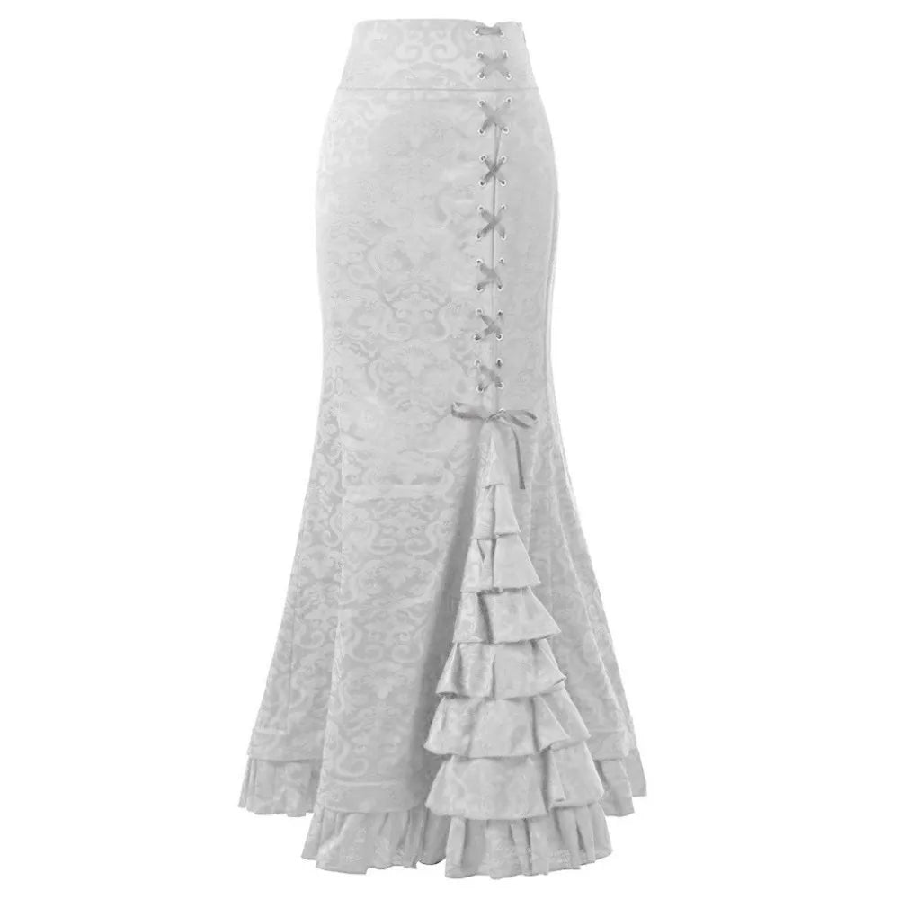 Vintage Gothic Long Skirts Women Punk Fish Tail Skirt New High Waisted Temperament Goth