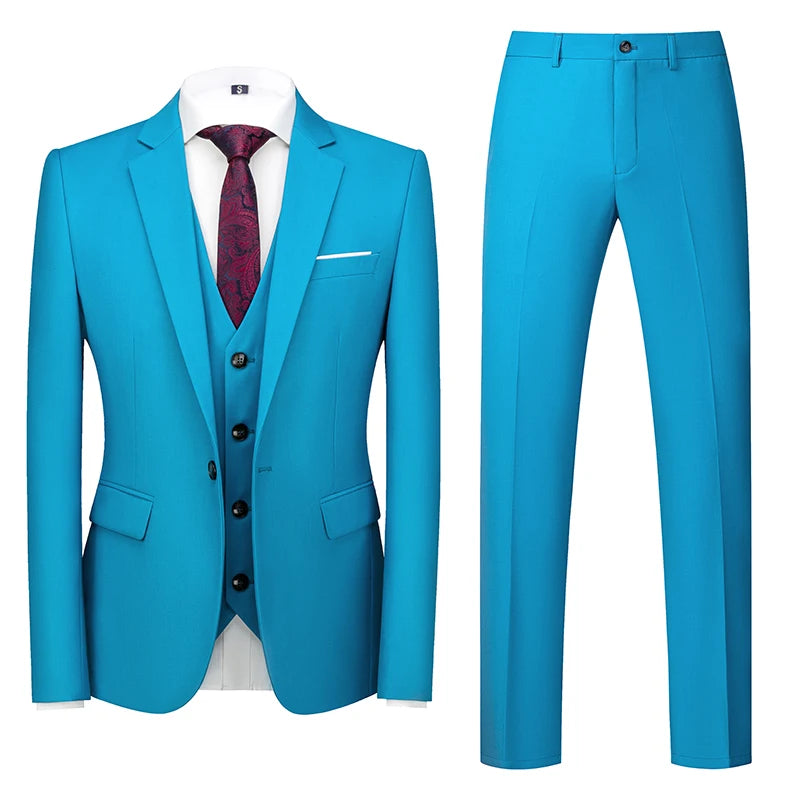 Slim Men's Suit 3 Pieces Set (Jacket + Pants + Vest)