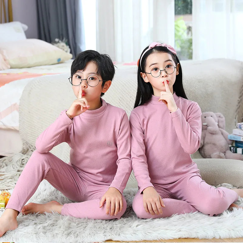 Autumn Winter Thermal Underwear Suit Girls and Boys Sets Pajama Sets Warm Sleepwear