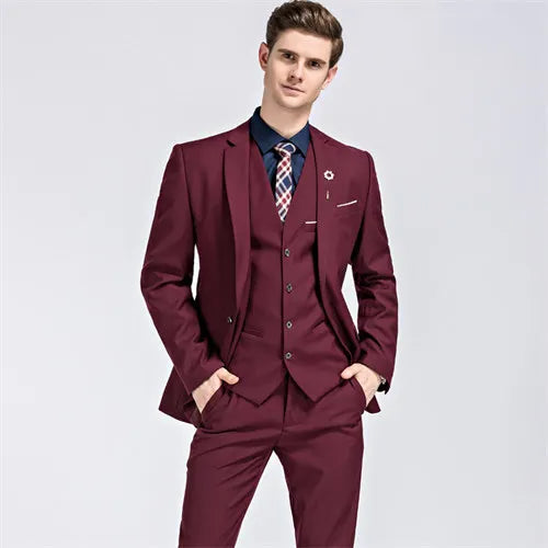 Slim Men's Suit 3 Pieces Set (Jacket + Pants + Vest)