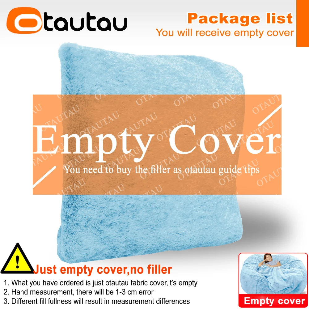 4/5ft Giant Bean Bag Cover Fluffy Sofa Bed Sac Beanbag Couch Relax Recliner Chair