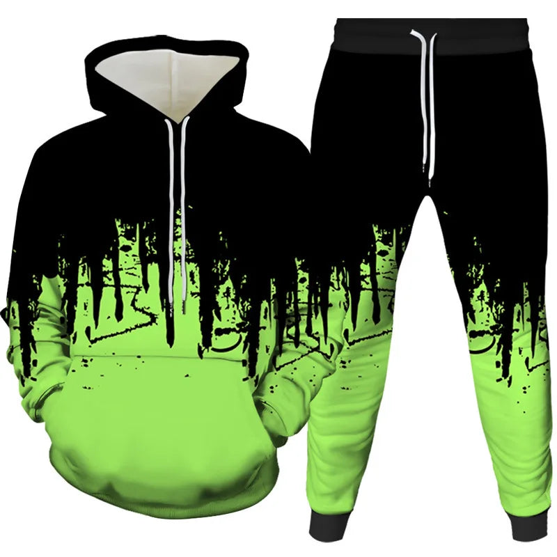 New Ink Painting 3D Printed Hoodie Pant Sets Men's Fashion Casual Sweatshirts Sweatpants Two Piece Suits Man Tracksuit Clothing