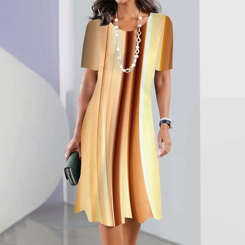 Women's Striped Printed Elegant Dress