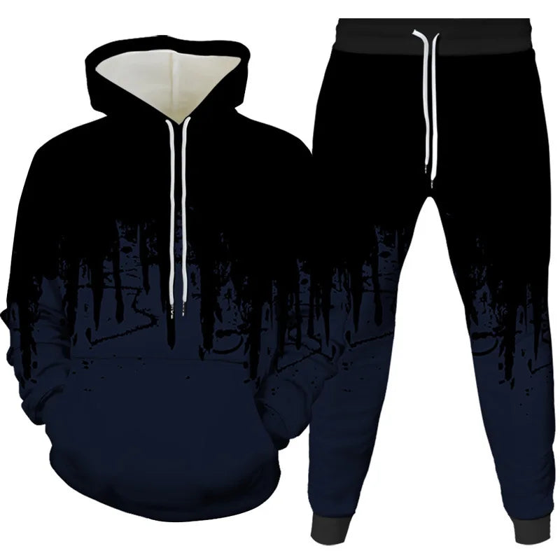 New Ink Painting 3D Printed Hoodie Pant Sets Men's Fashion Casual Sweatshirts Sweatpants Two Piece Suits Man Tracksuit Clothing