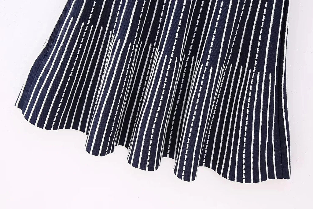 Woman Striped Knitted Mini Dress