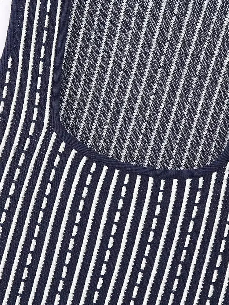 Woman Striped Knitted Mini Dress