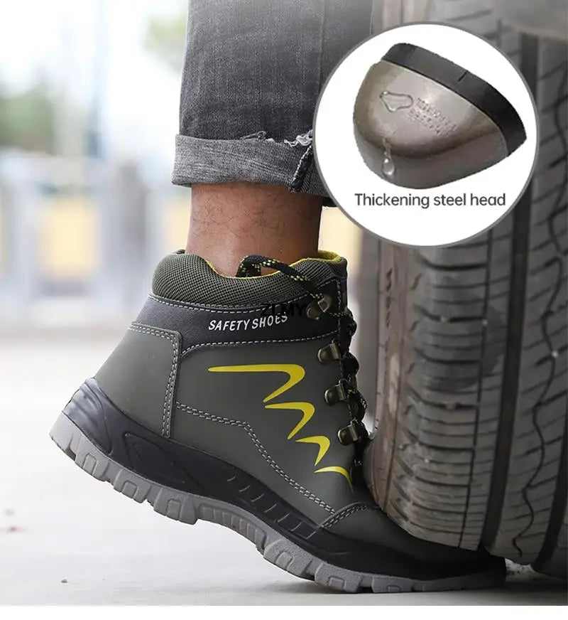 Steel Toe Shoes High Top Work Boots Indestructible Safety Shoes Man Puncture-Proof Work Sneaker Winter Safety Boots