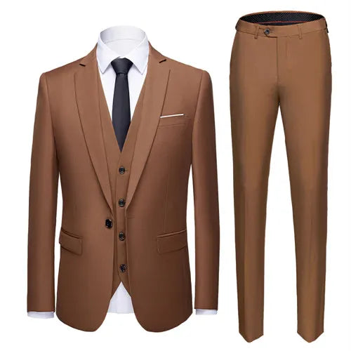 Slim Men's Suit 3 Pieces Set (Jacket + Pants + Vest)