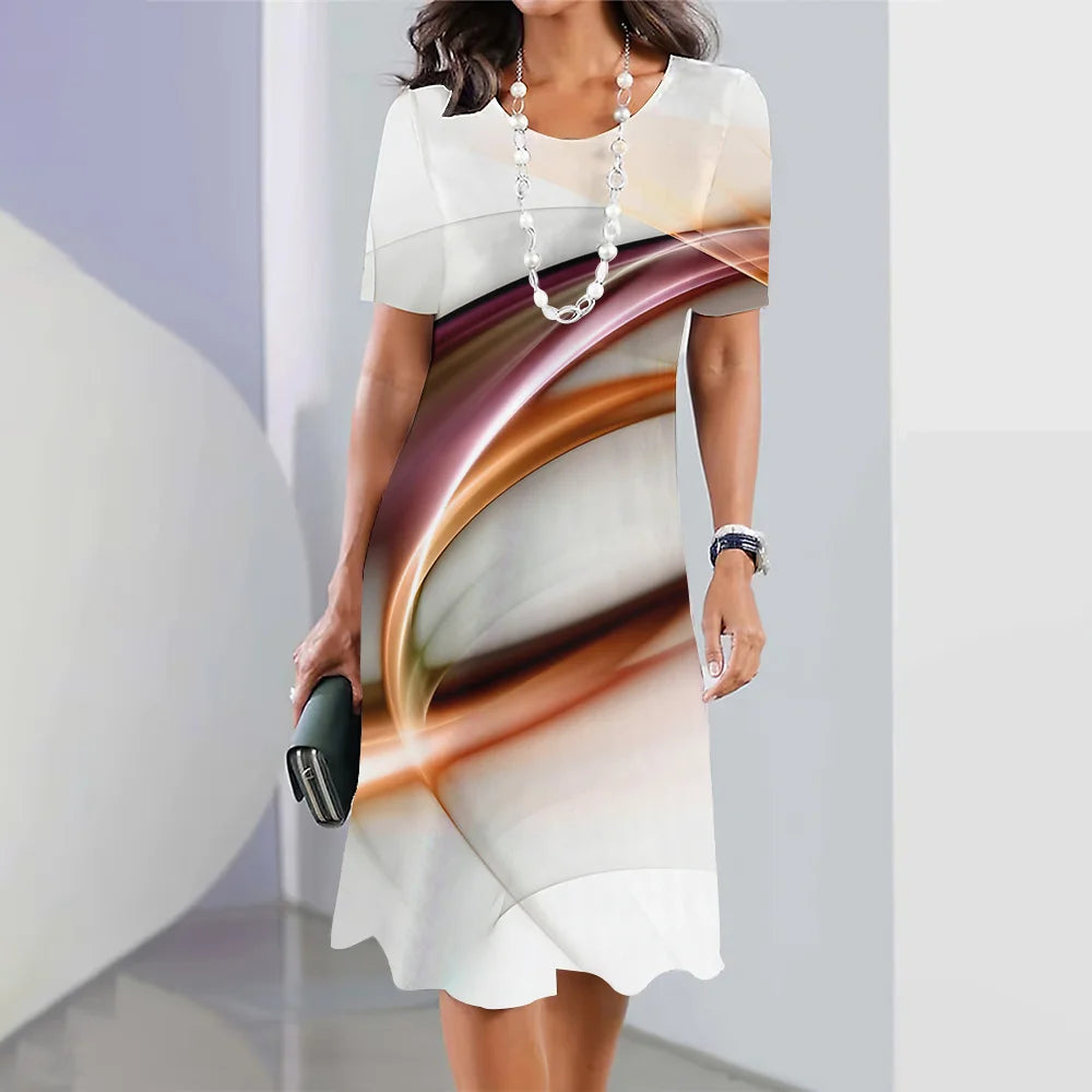 Women's Striped Printed Elegant Dress