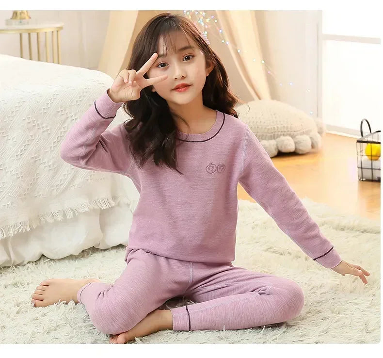 Winter Warm Pyjamas Sets for Kids Thermal Pajamas Toddler Sleepwear for Children from 2 to 13 Years Old