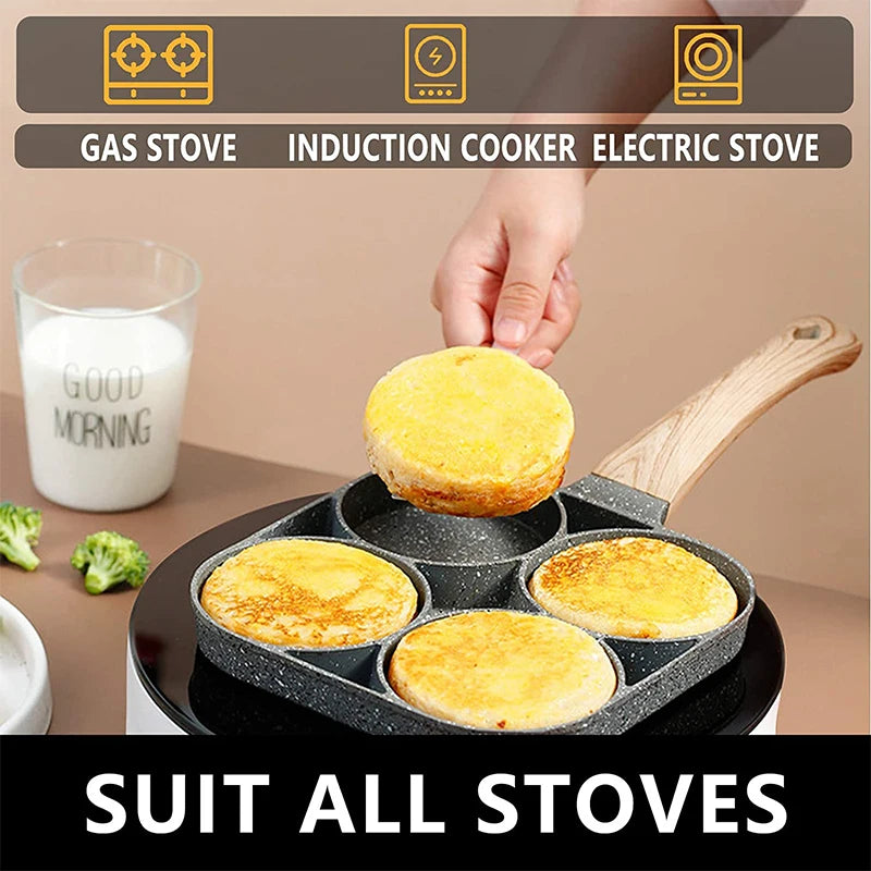 Egg Frying Pan Nonstick Pancake Pans 4-Cups Cookware Pancake Pan Egg Pan Suitable for Gas Stove Induction