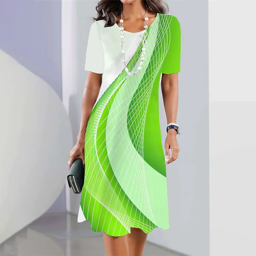 Women's Striped Printed Elegant Dress