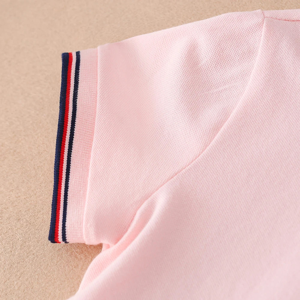 Girls Sport Dresses Cotton Turn-Down Collar Tennis Dress Short Sleeve Golf Dress for Children