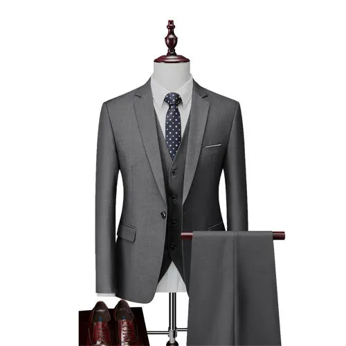 Slim Men's Suit 3 Pieces Set (Jacket + Pants + Vest)