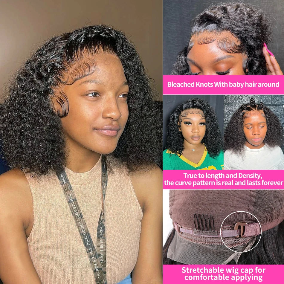 1B/27 Ombre Color Short Curly 13X6 Lace Front Human Hair Wigs With Baby Hair Pre Plucked Remy Brazilian Bob Wigs Bleached Knots