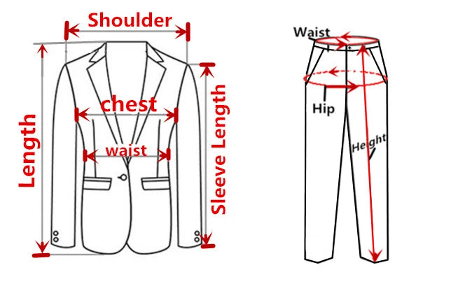 Slim Men's Suit 3 Pieces Set (Jacket + Pants + Vest)