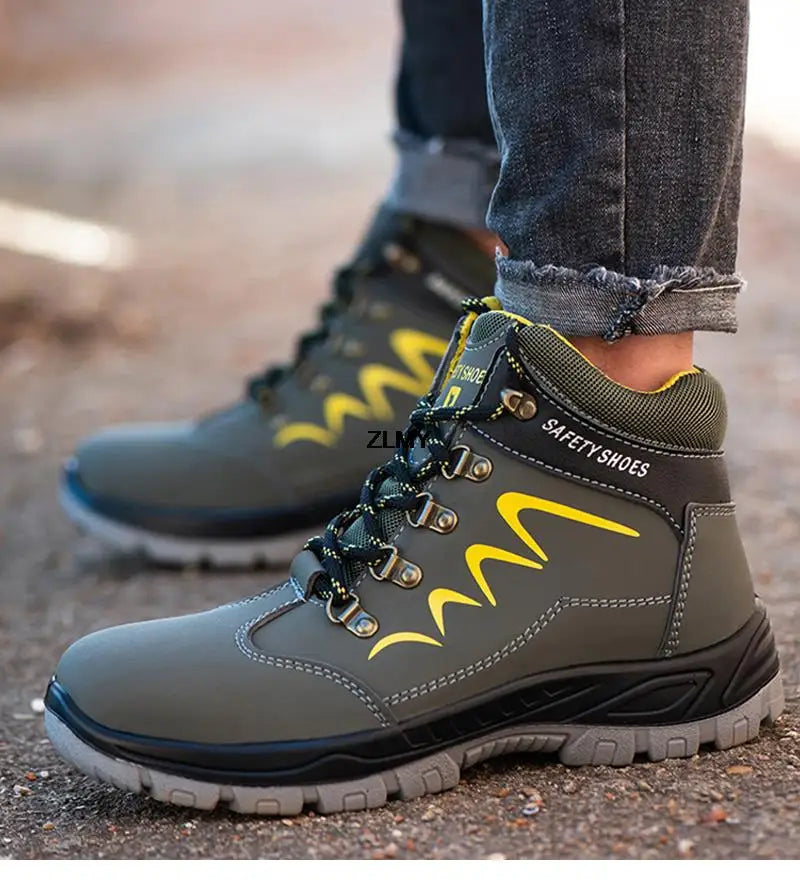 Steel Toe Shoes High Top Work Boots Indestructible Safety Shoes Man Puncture-Proof Work Sneaker Winter Safety Boots