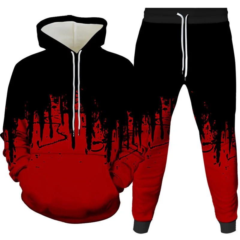 New Ink Painting 3D Printed Hoodie Pant Sets Men's Fashion Casual Sweatshirts Sweatpants Two Piece Suits Man Tracksuit Clothing