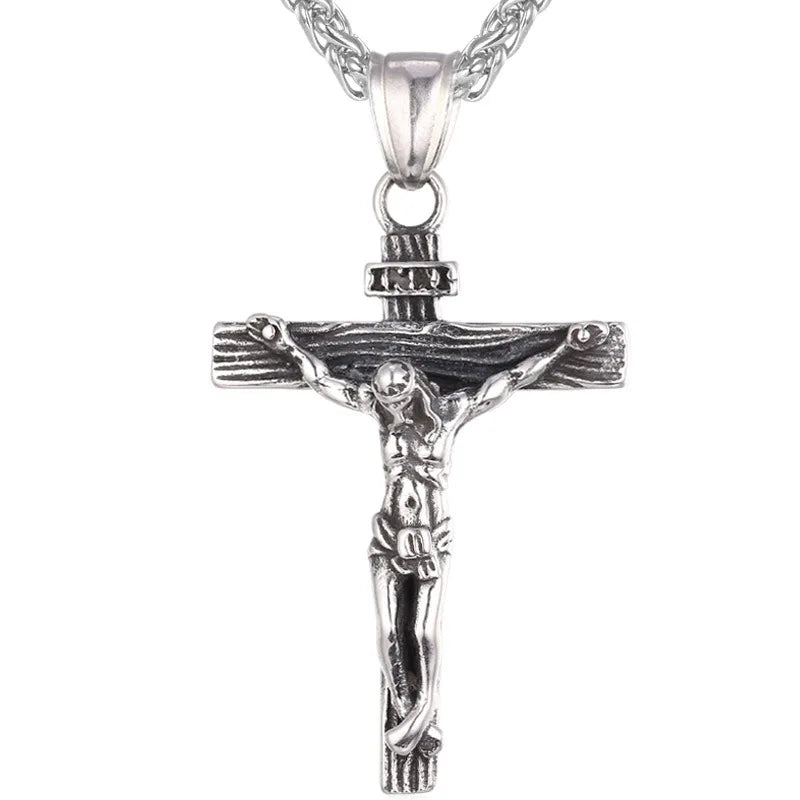Crucifix Cross Pendant Stainless Steel Necklace Faith Necklace Fashion Religious Jewelry