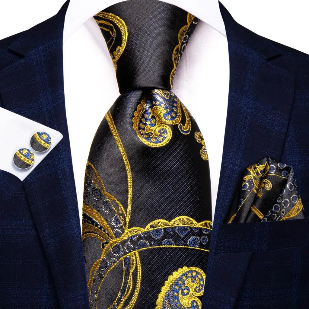 8.5cm Black Solid Striped Paisley 100% Silk Men's Business Tie Neck Tie for Men Fashion Luxury Wedding Necktie Gravatas