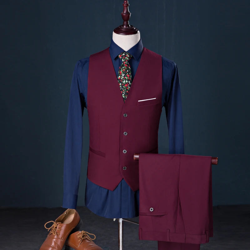 Slim Men's Suit 3 Pieces Set (Jacket + Pants + Vest)