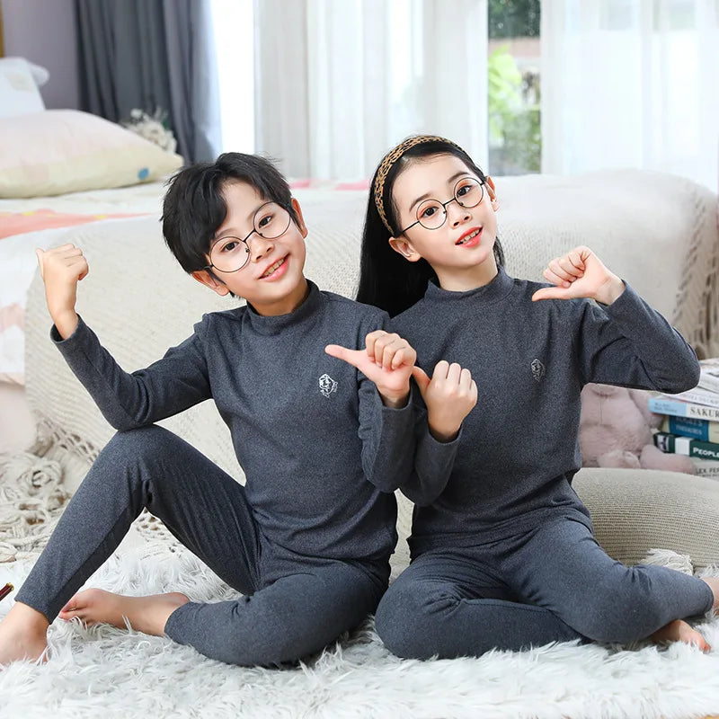 Autumn Winter Thermal Underwear Suit Girls and Boys Sets Pajama Sets Warm Sleepwear