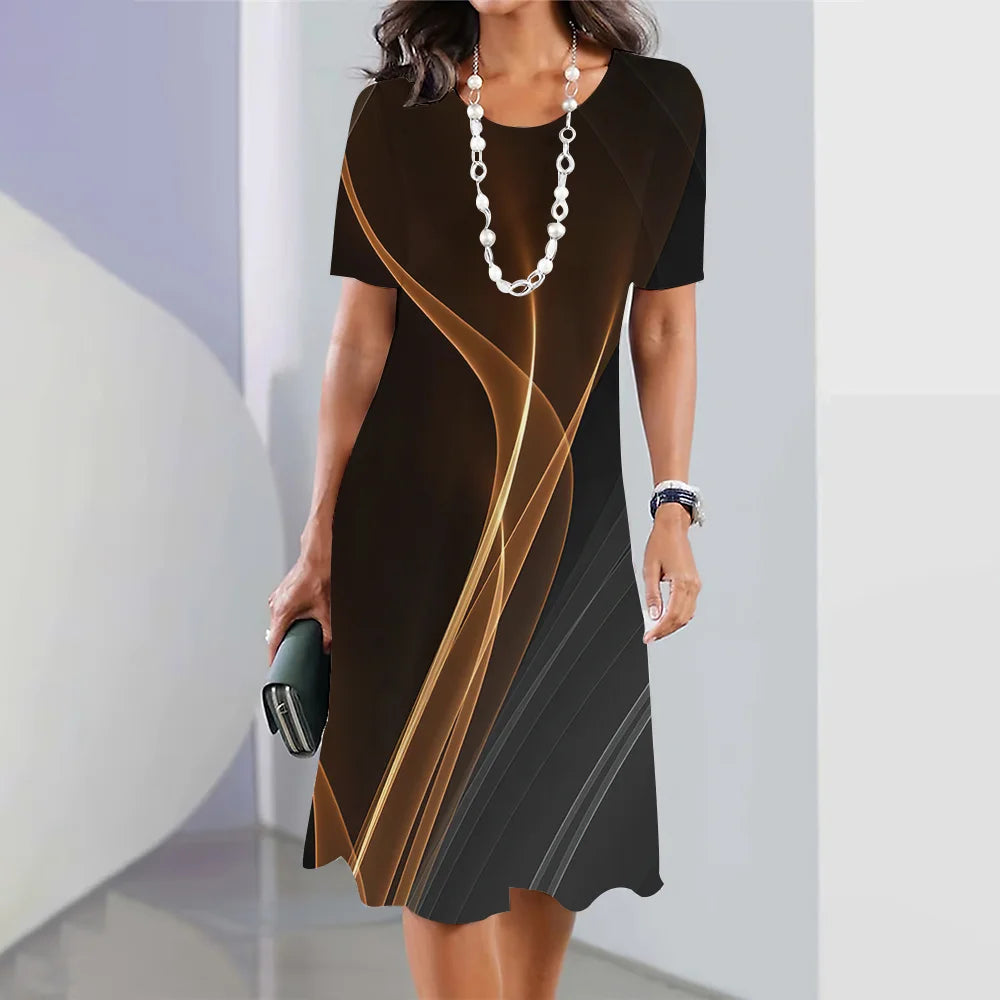 Women's Striped Printed Elegant Dress