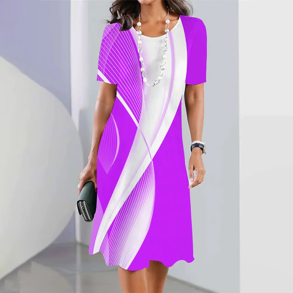 Women's Striped Printed Elegant Dress