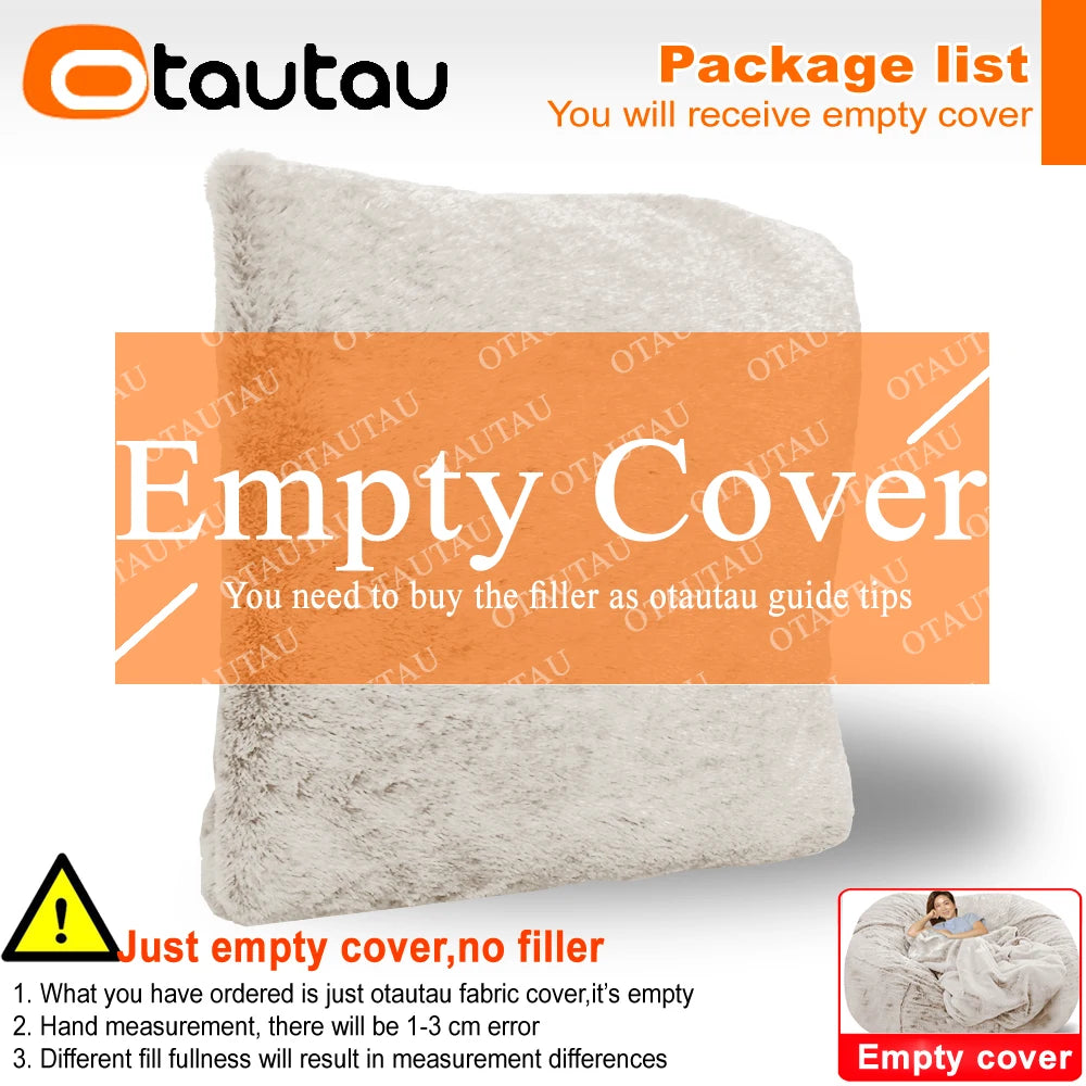 4/5ft Giant Bean Bag Cover Fluffy Sofa Bed Sac Beanbag Couch Relax Recliner Chair