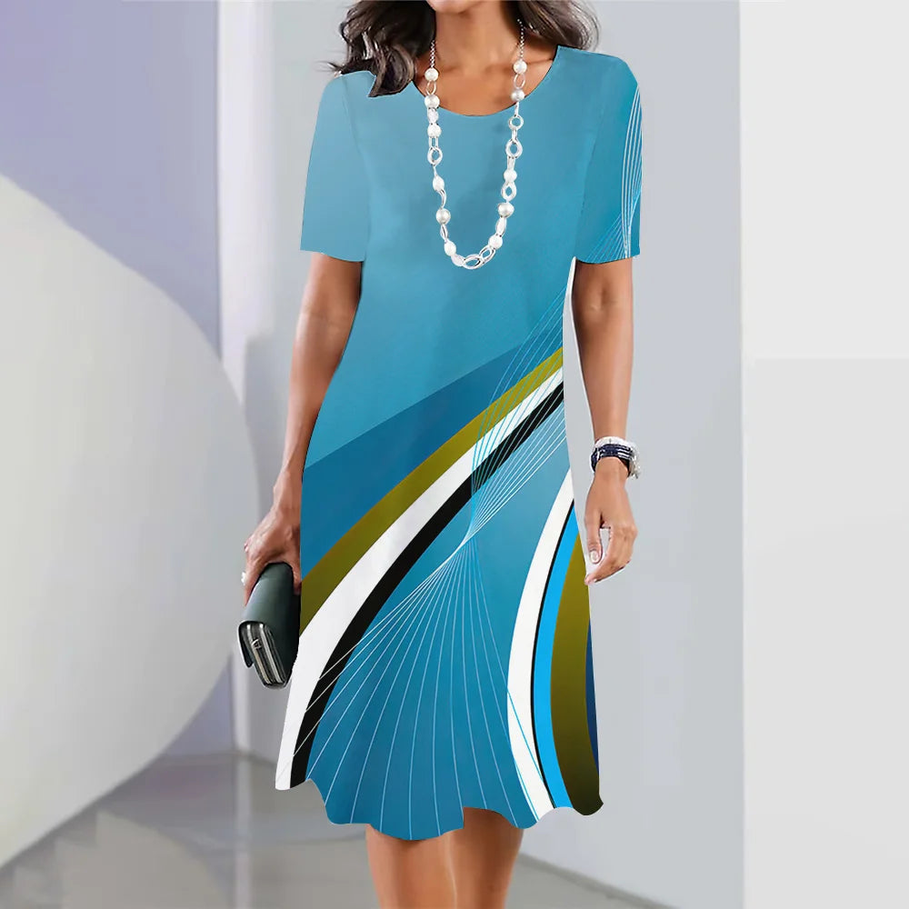 Women's Striped Printed Elegant Dress