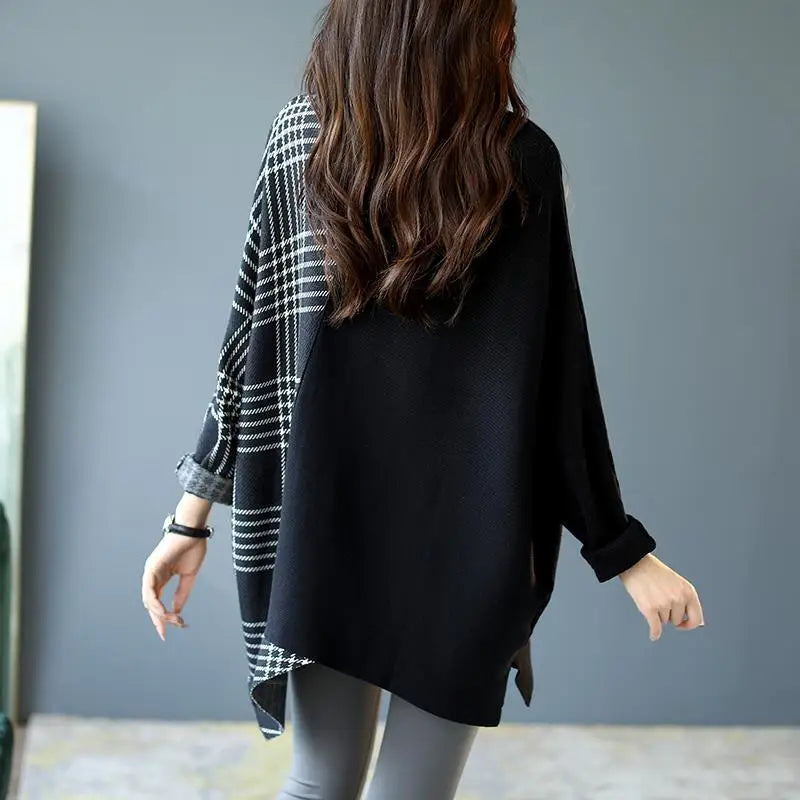 Casual Patchwork Turtleneck Sweaters Thick Loose-fitting Fashion Trends Women's Clothing Autumn Winter Korean Pullovers Grace