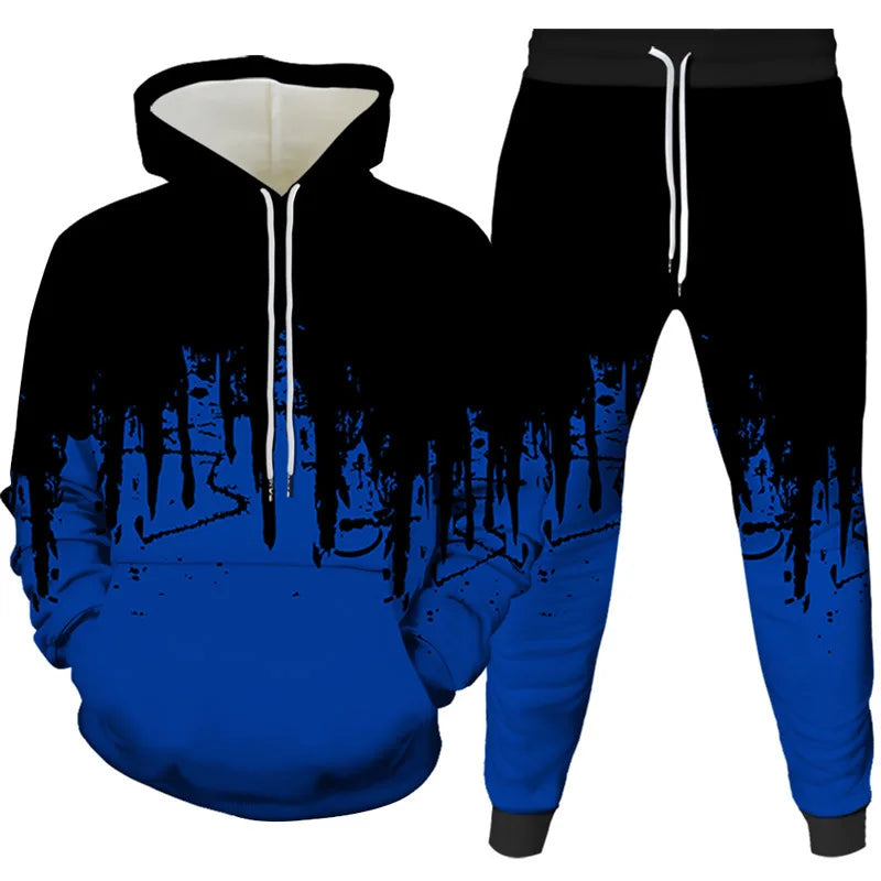 New Ink Painting 3D Printed Hoodie Pant Sets Men's Fashion Casual Sweatshirts Sweatpants Two Piece Suits Man Tracksuit Clothing