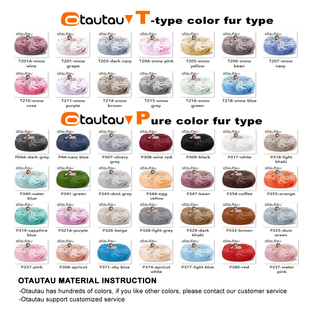 4/5ft Giant Bean Bag Cover Fluffy Sofa Bed Sac Beanbag Couch Relax Recliner Chair