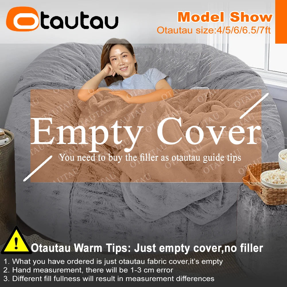 4/5ft Giant Bean Bag Cover Fluffy Sofa Bed Sac Beanbag Couch Relax Recliner Chair