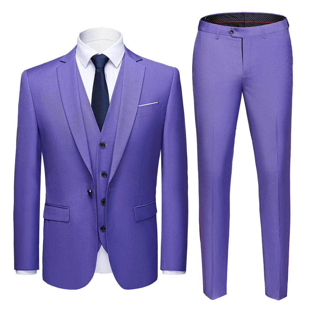 Slim Men's Suit 3 Pieces Set (Jacket + Pants + Vest)