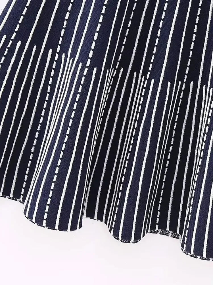 Woman Striped Knitted Mini Dress