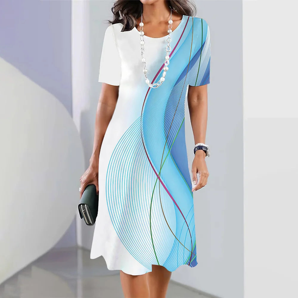 Women's Striped Printed Elegant Dress