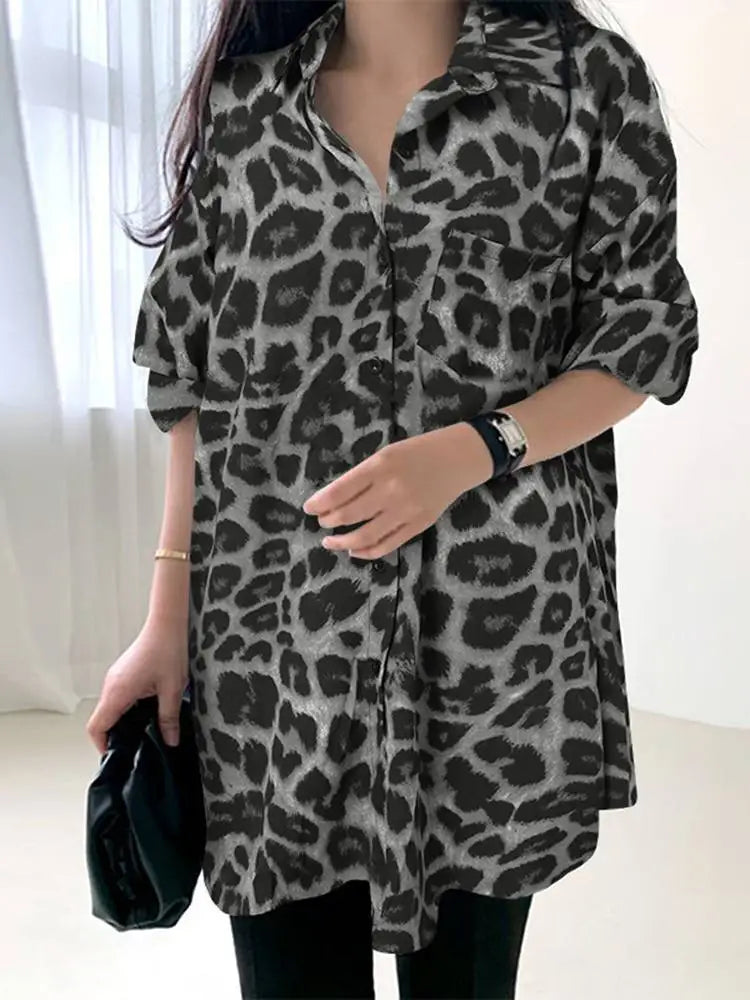 Women Bohemian Leopard Print Shirt