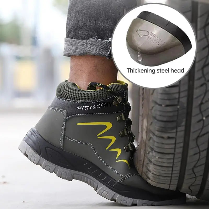 Steel Toe Shoes High Top Work Boots Indestructible Safety Shoes Man Puncture-Proof Work Sneaker Winter Safety Boots