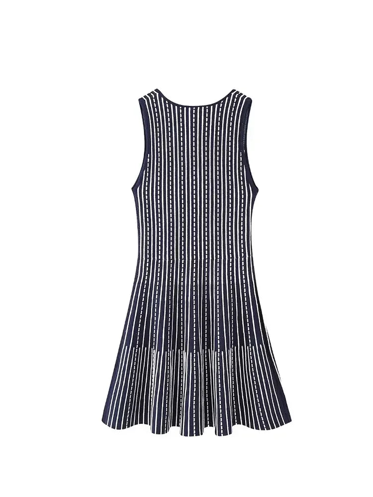 Woman Striped Knitted Mini Dress