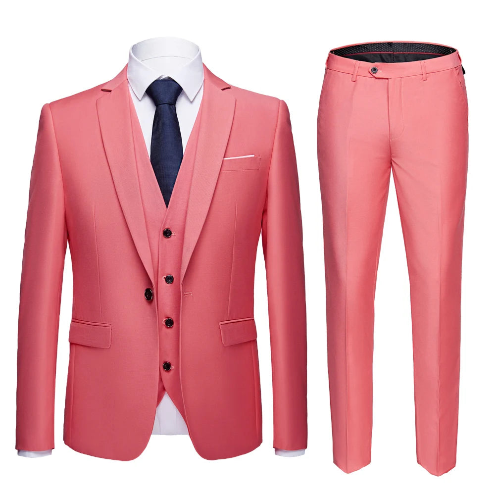 Slim Men's Suit 3 Pieces Set (Jacket + Pants + Vest)