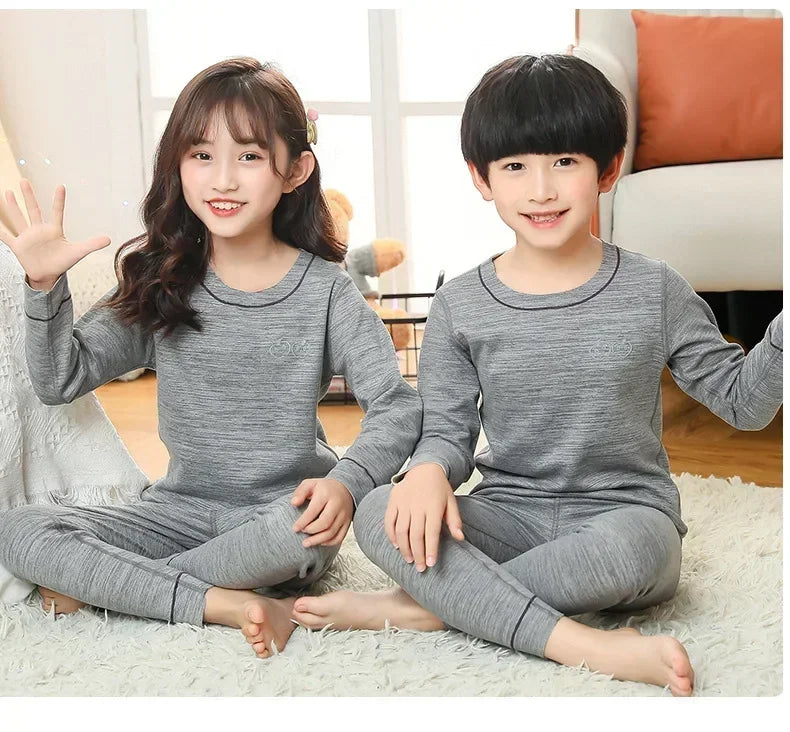 Winter Warm Pyjamas Sets for Kids Thermal Pajamas Toddler Sleepwear for Children from 2 to 13 Years Old