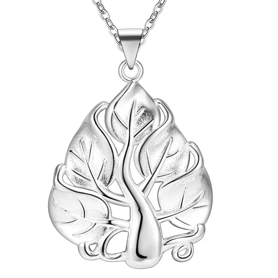 Fashion silver color jewelry elegant charms retro exquisite heart pendant necklace women