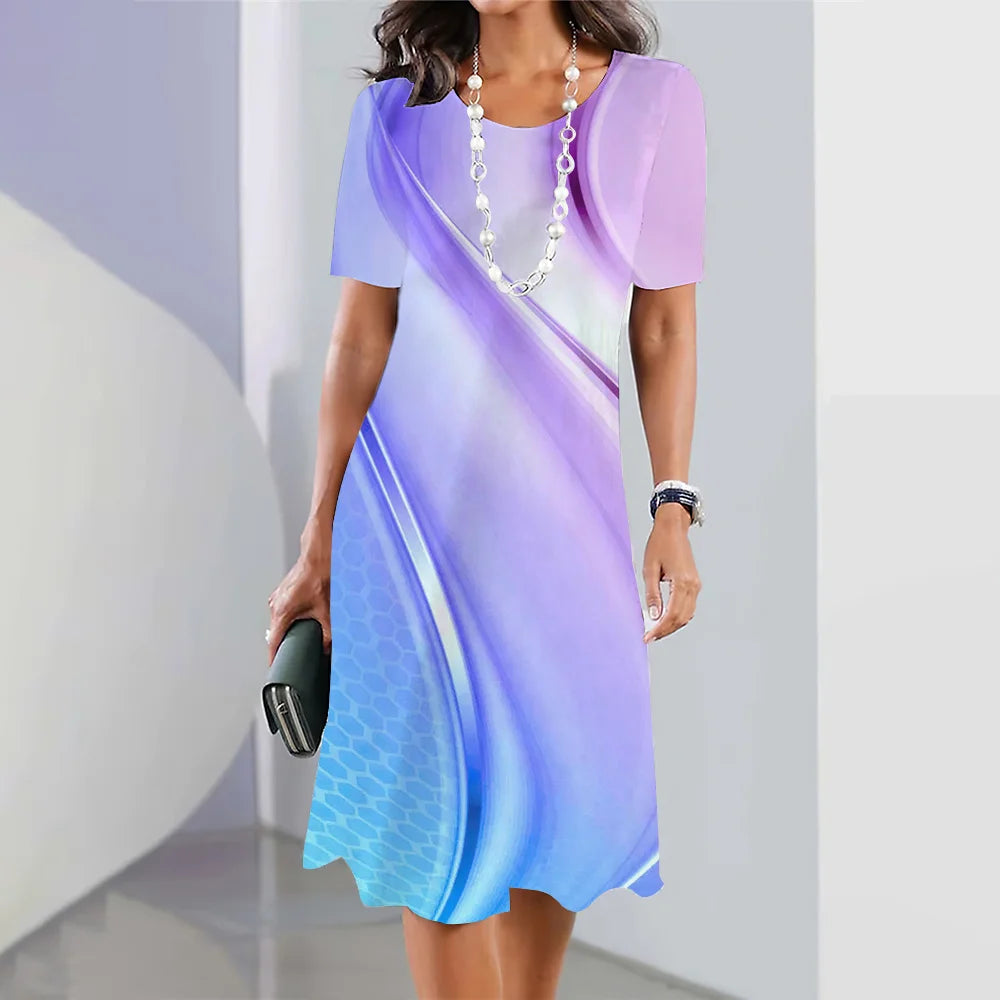 Women's Striped Printed Elegant Dress