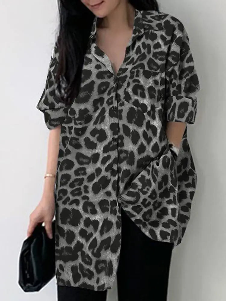 Women Bohemian Leopard Print Shirt