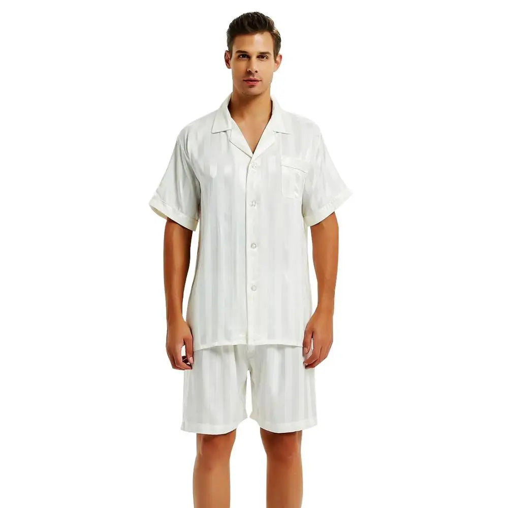 Mens Silk Satin Short  Pajamas Set
