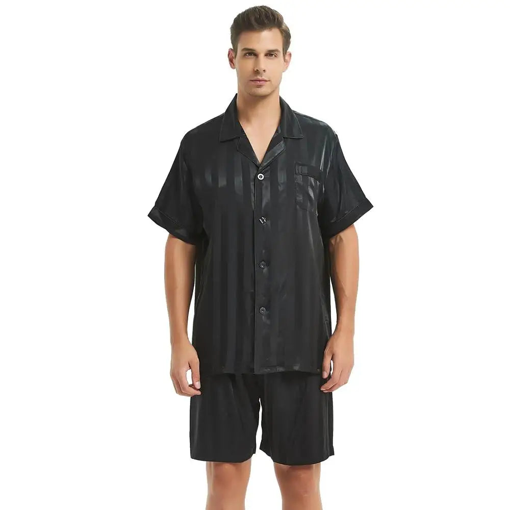 Mens Silk Satin Short  Pajamas Set