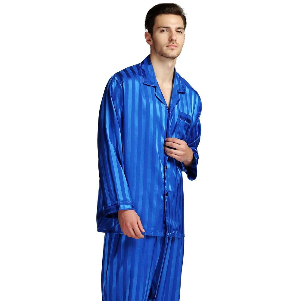 Silk Satin Pajamas Set  Pajama Sleepwear Set Lounge wear  U.S.S,M,L,XL,2XL,3XLL,4XL Plus Striped